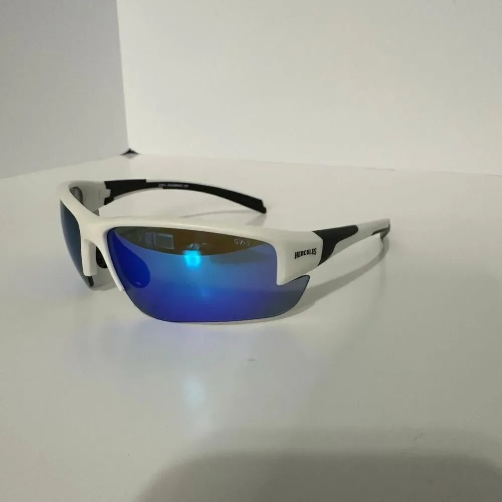 Global Vision Hercules 7 Wraparound Motorcycle Riding Glasses Z87.1 White Frame/